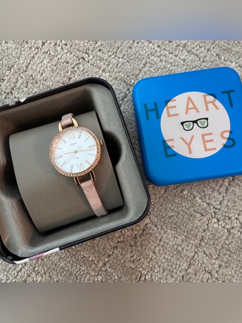 NWT Fossil Womens Rose Gold Case Pink Leather Strap Watch